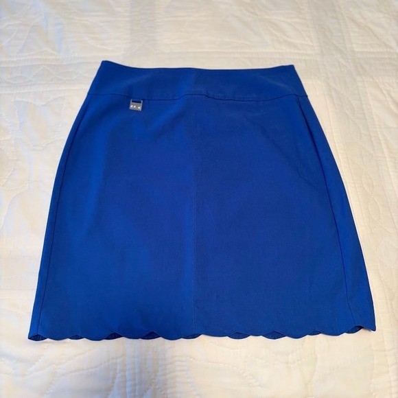 Lulu-B Dresses & Skirts - Lulu-B Skirt Wmns 10 Blue Viscose Blend Scalloped Hem Preppy Classic Chic